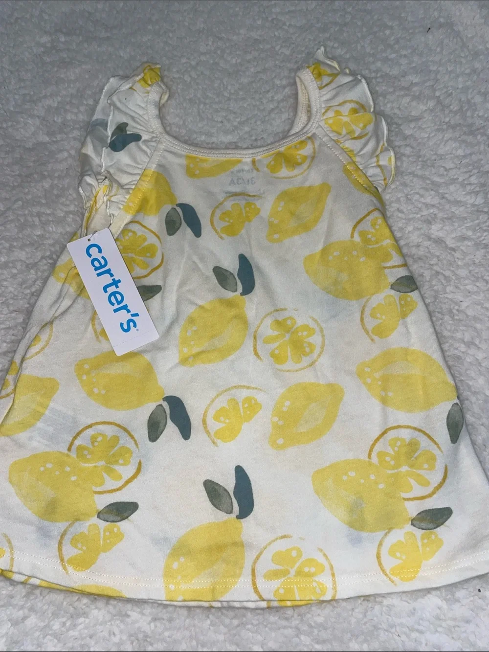 Carter's Lemon Print Tank & Bike Shorts Set - Yellow & Cream